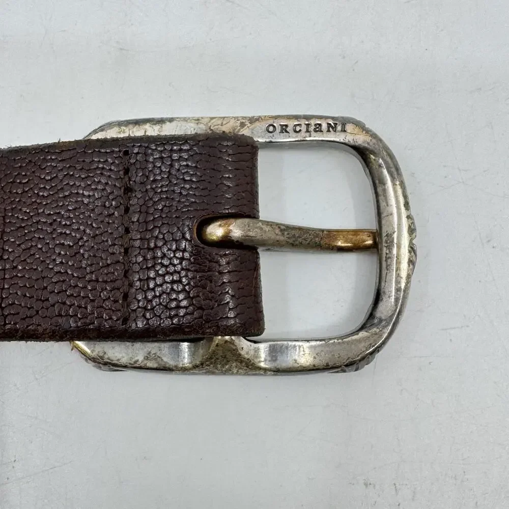 ORCIANI Brown Italian Pebbled Leather Men's Belt